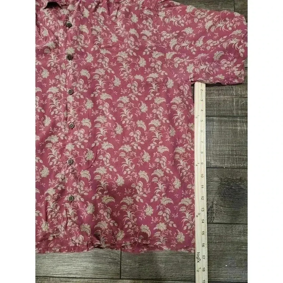 AXIST Men's 100% Silk Button-Up Shirt Size XL red Green Floral - Picture 4 of 6